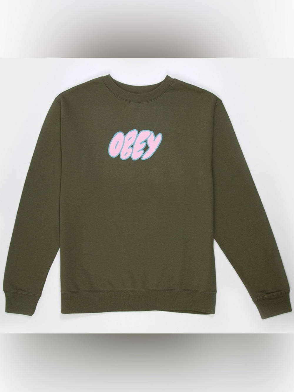 OBEY bubble type olive green sweatshirt
